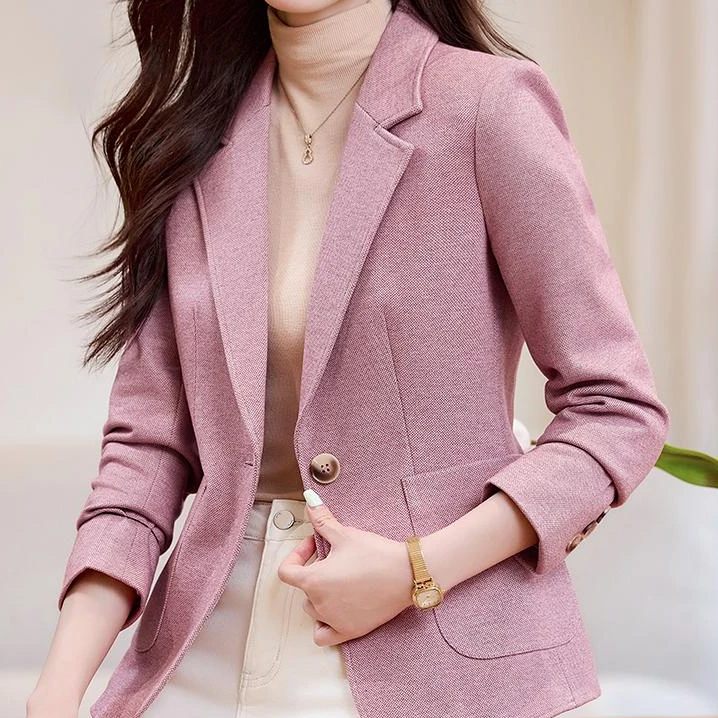 一粒扣修身小西服外套女秋冬新款高端工作服职业小个子气质西装潮