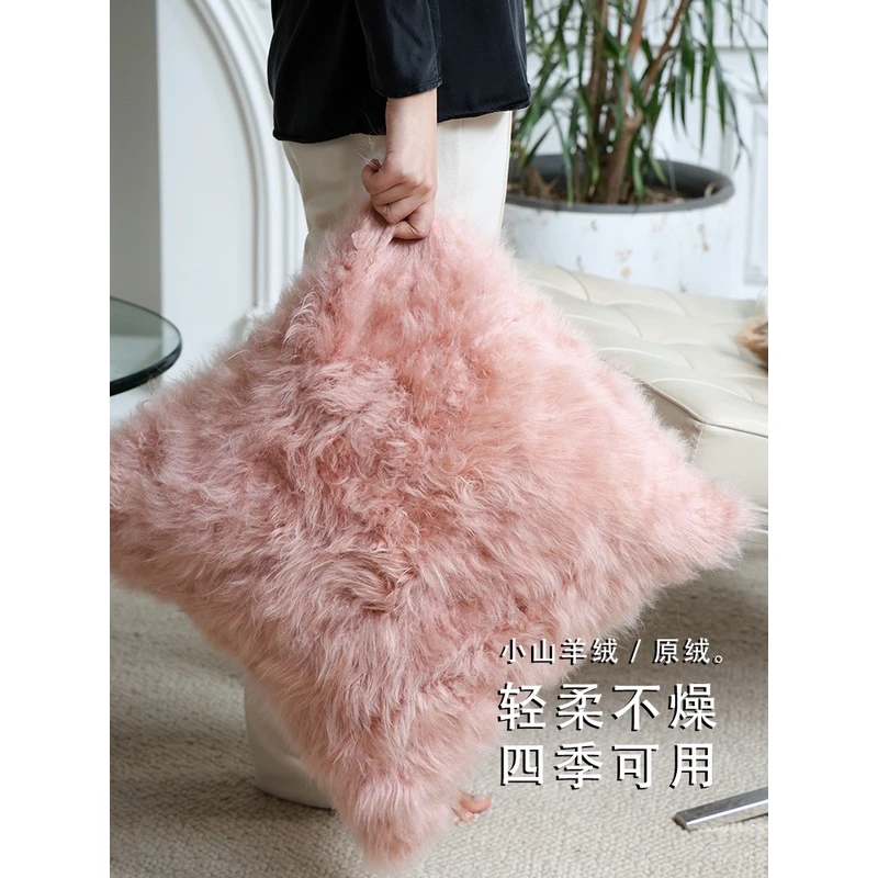 若奈断货王补到!四季山羊绒抱枕!BabyCashmere软黄金皮毛一体靠枕