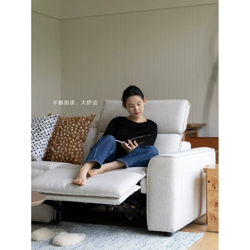 若奈家具 颜值爆高的电动沙发！奶油白棉麻布双人位客厅沙发书房