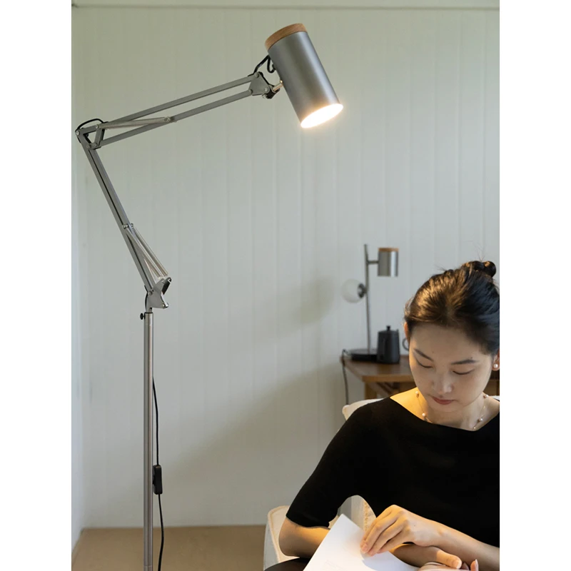 若奈 中古经典！Denmark丹麦摇臂金属银灰可调节落地灯餐厅书房