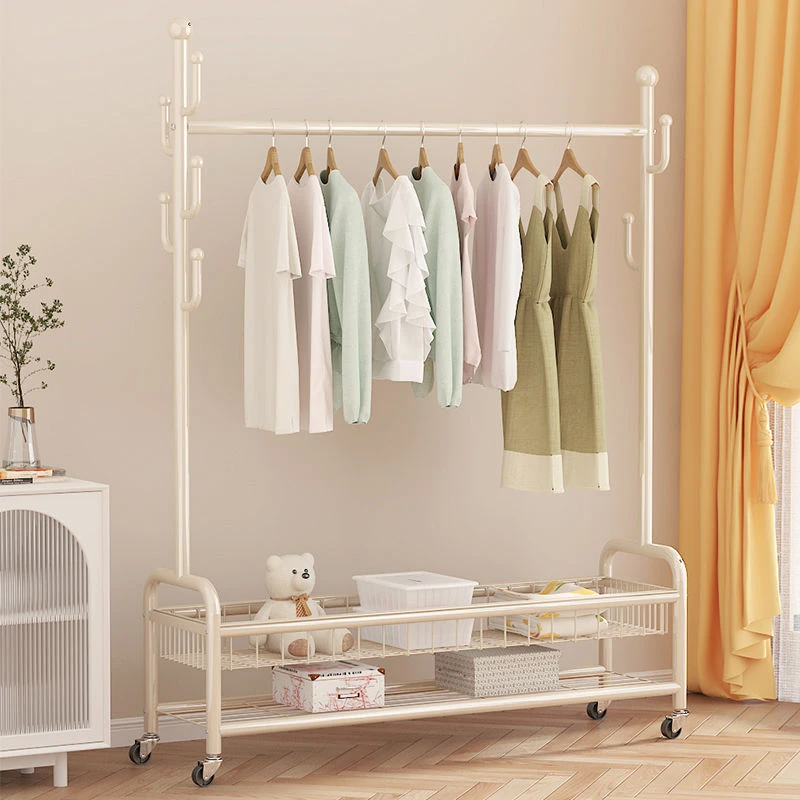 俏洁家用阳台落地立式挂衣架可移动衣服架衣架挂衣架子简易晾衣架