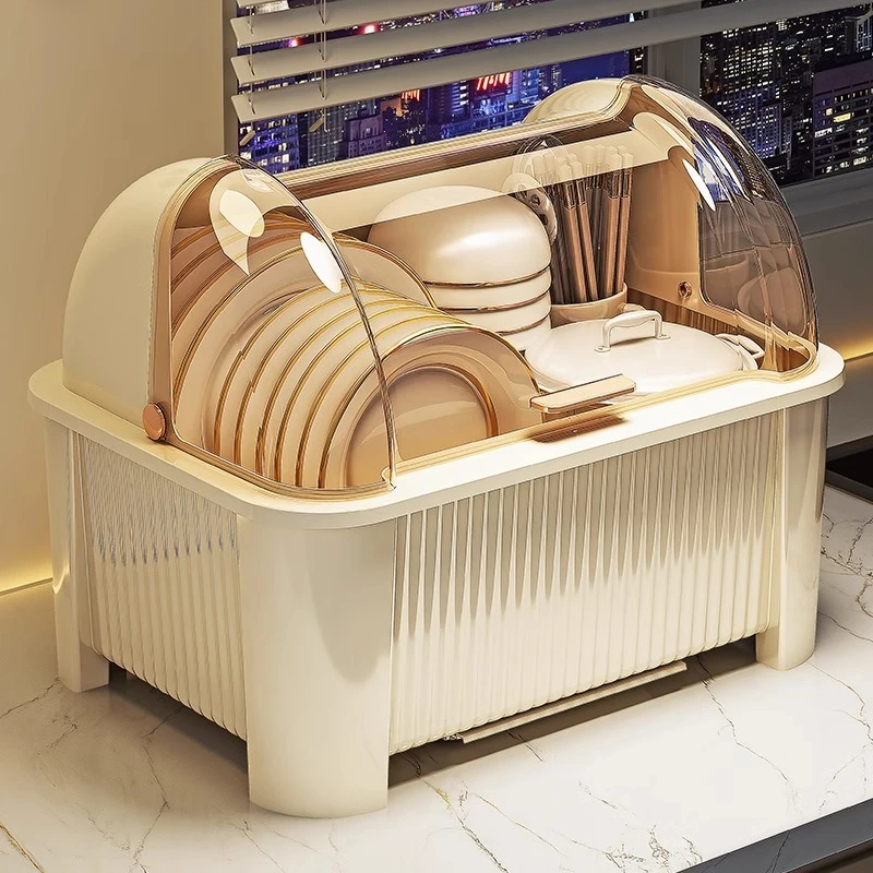 俏洁碗碟沥水架置物架餐具筷子收纳盒家用碗筷碗架多功能沥水带盖