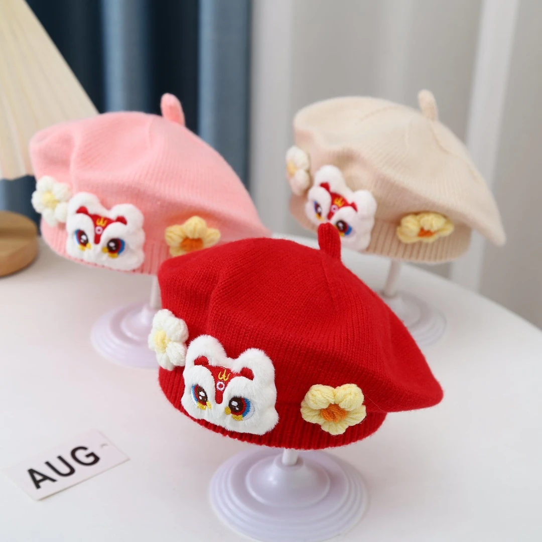 婴儿帽子秋冬款女宝宝针织贝雷帽洋气可爱冬季婴幼儿小女童毛线帽