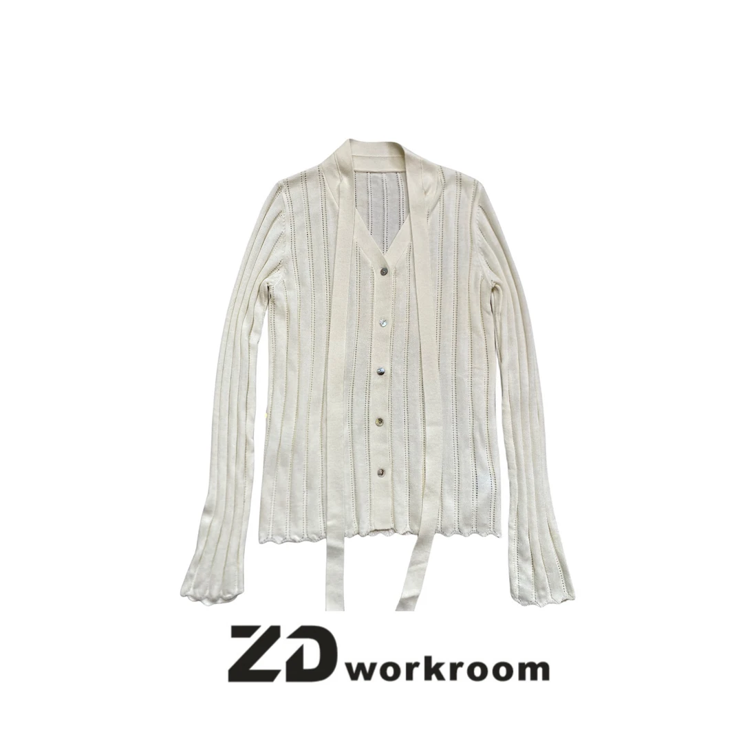 【Z.D/WORKROOM】 24早春设计师小香风镂空提花长袖针织衫 气质时尚