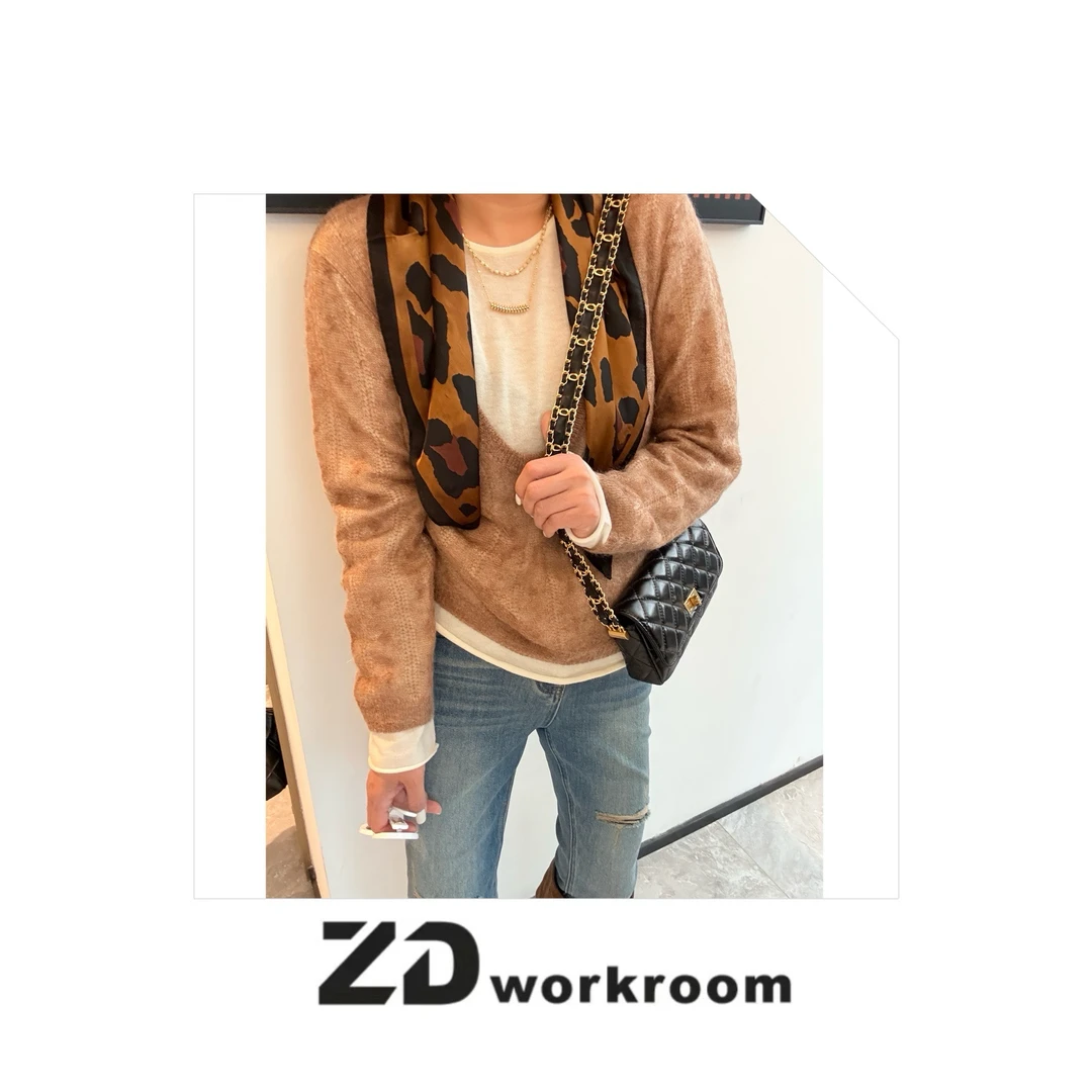 【Z.D/WORKROOM】 设计师款羊毛马海混纺拼接假两件圆领套头羊毛衫