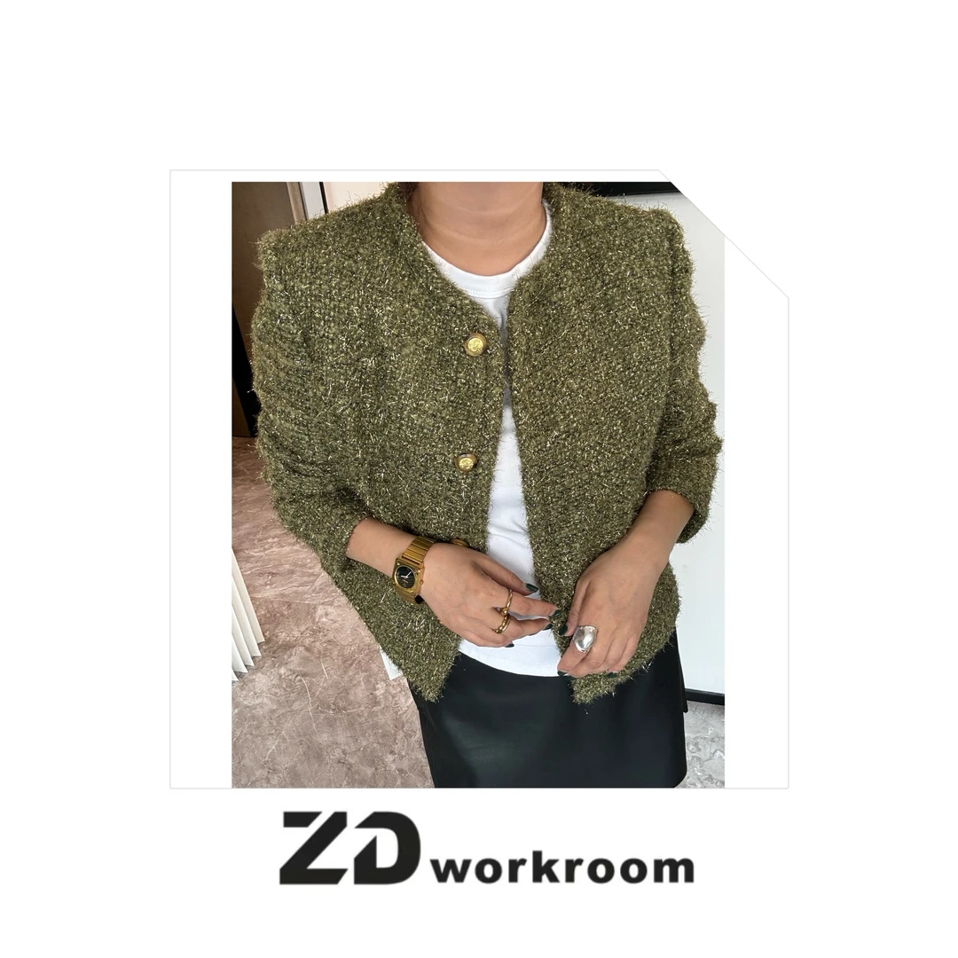 【Z.D/WORKROOM】 订制亮丝金扣小香风短款外套