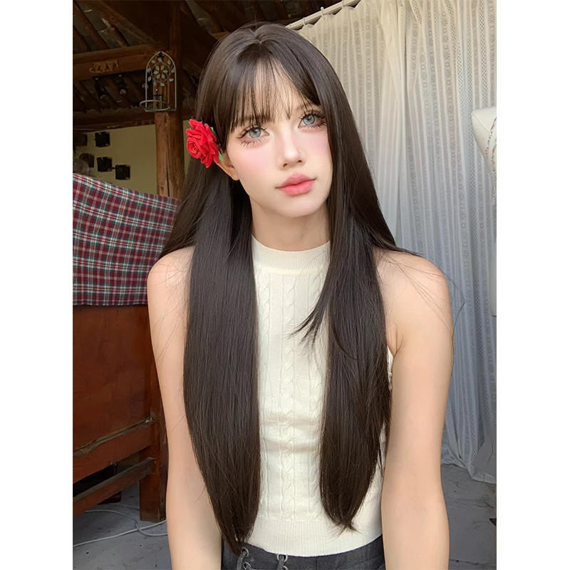 卅爻同款【甜心芭乐】假发女升级5.0大头皮全头套高层次黑长直假发