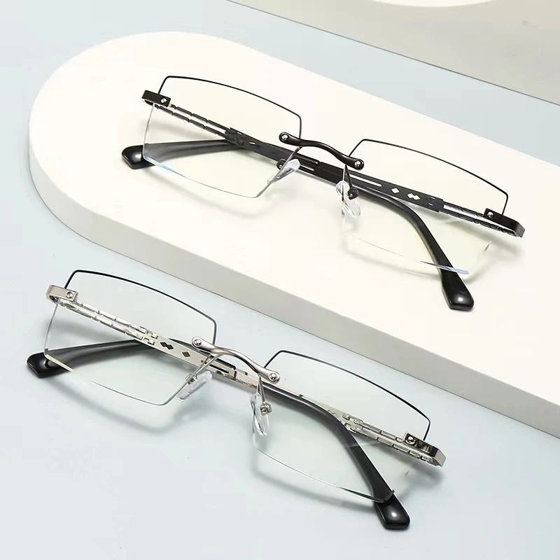 新款蓝光老花镜TR90轻盈防辐射男女抗疲劳无边框无框高清老花眼镜