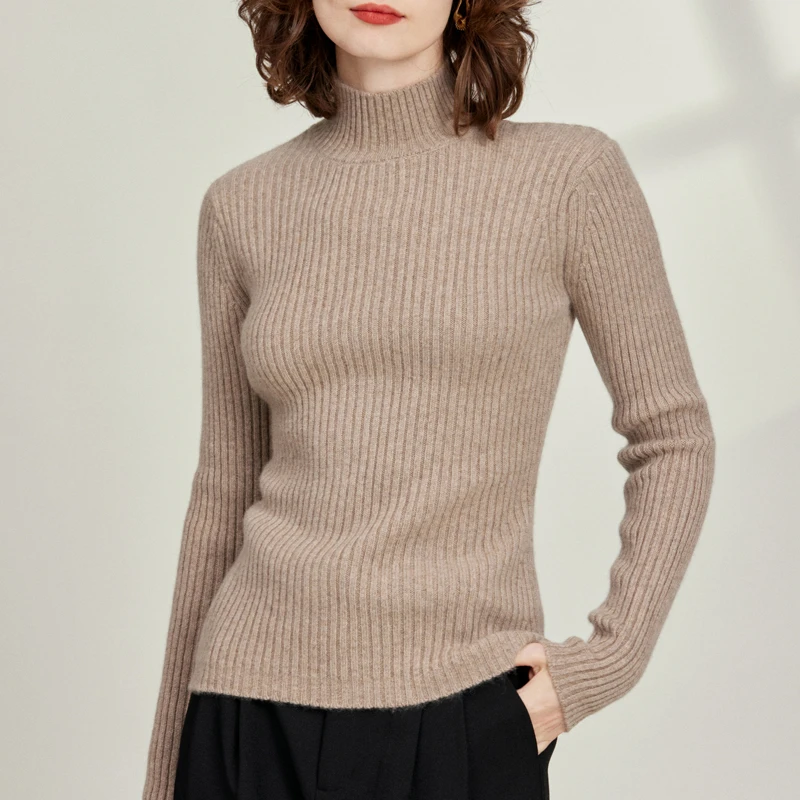 康A【100%纯山羊绒】半高领加厚羊绒衫修身显瘦保暖毛衣百搭