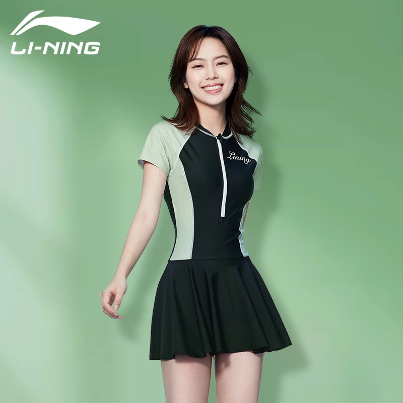 LI-NING/李宁李宁泳衣女泡温泉连衣裙2022新款爆款显瘦遮肚微胖女