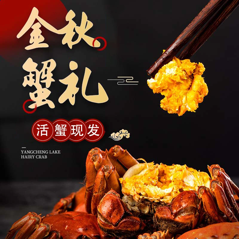 【新粉福利】活蟹现发大闸蟹3两公2两母6只冷链包邮+吃蟹6件套