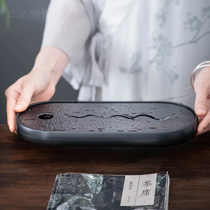 古风陶冶创意可变色树脂小型茶盘旅行网红干泡盘家用蓄水盘中式盘