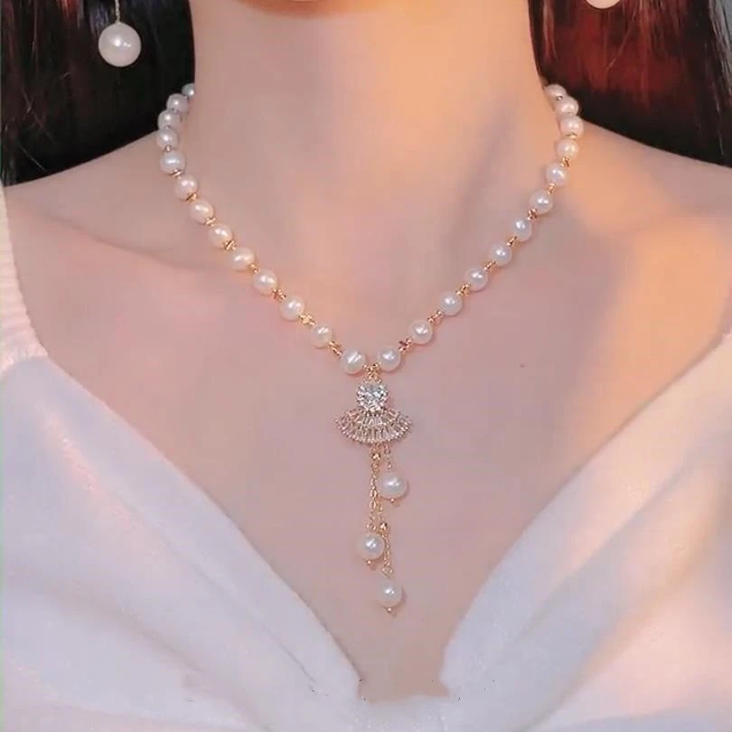 铜合金吊坠 气质时尚项链吊坠满珠链不掉色镀金长款毛衣链项链