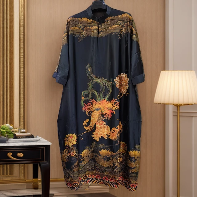 时尚女款春季气质新中式宽松连衣裙