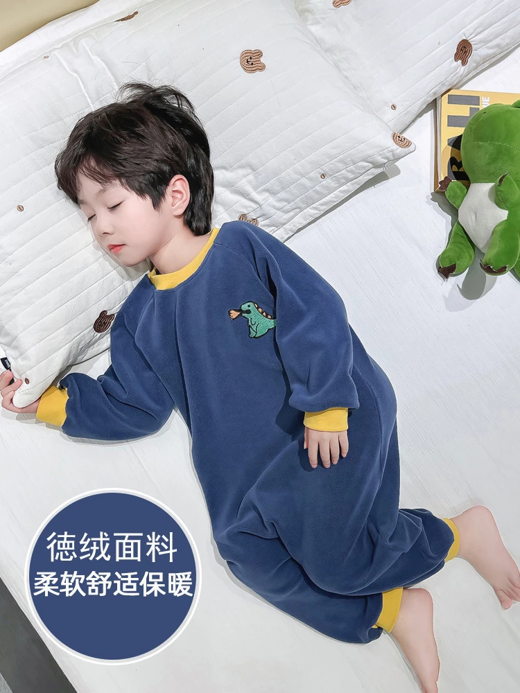男童春秋宝宝连体睡衣儿童德绒卡通家居服保暖1-3岁秋冬婴儿睡袋