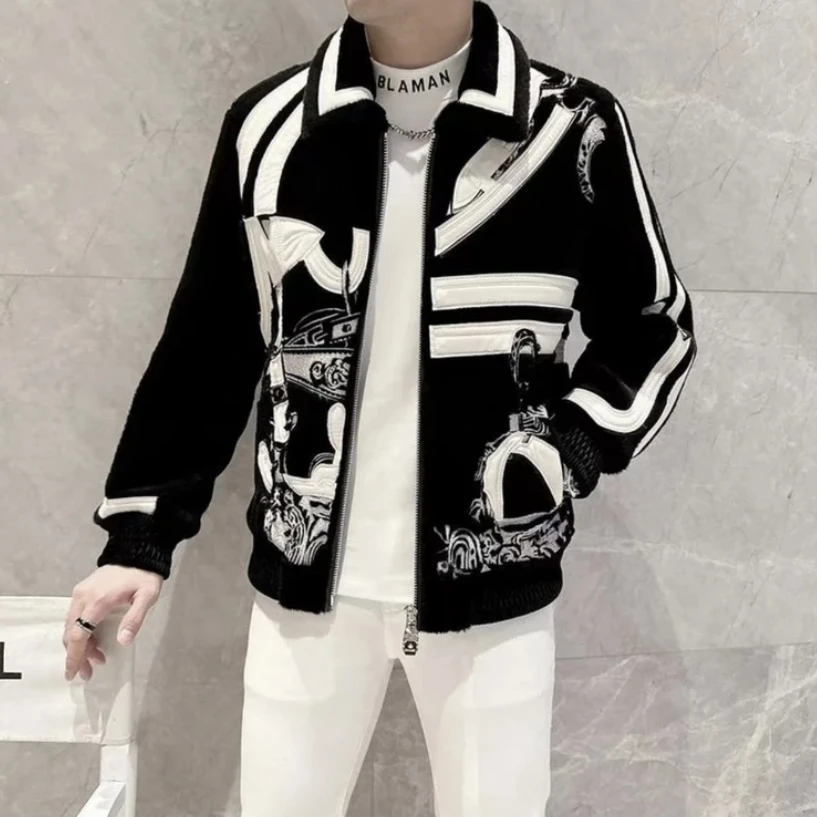 【专柜品质】欧洲站2024男士冬季翻领时尚潮流保暖休闲男士加厚夹克