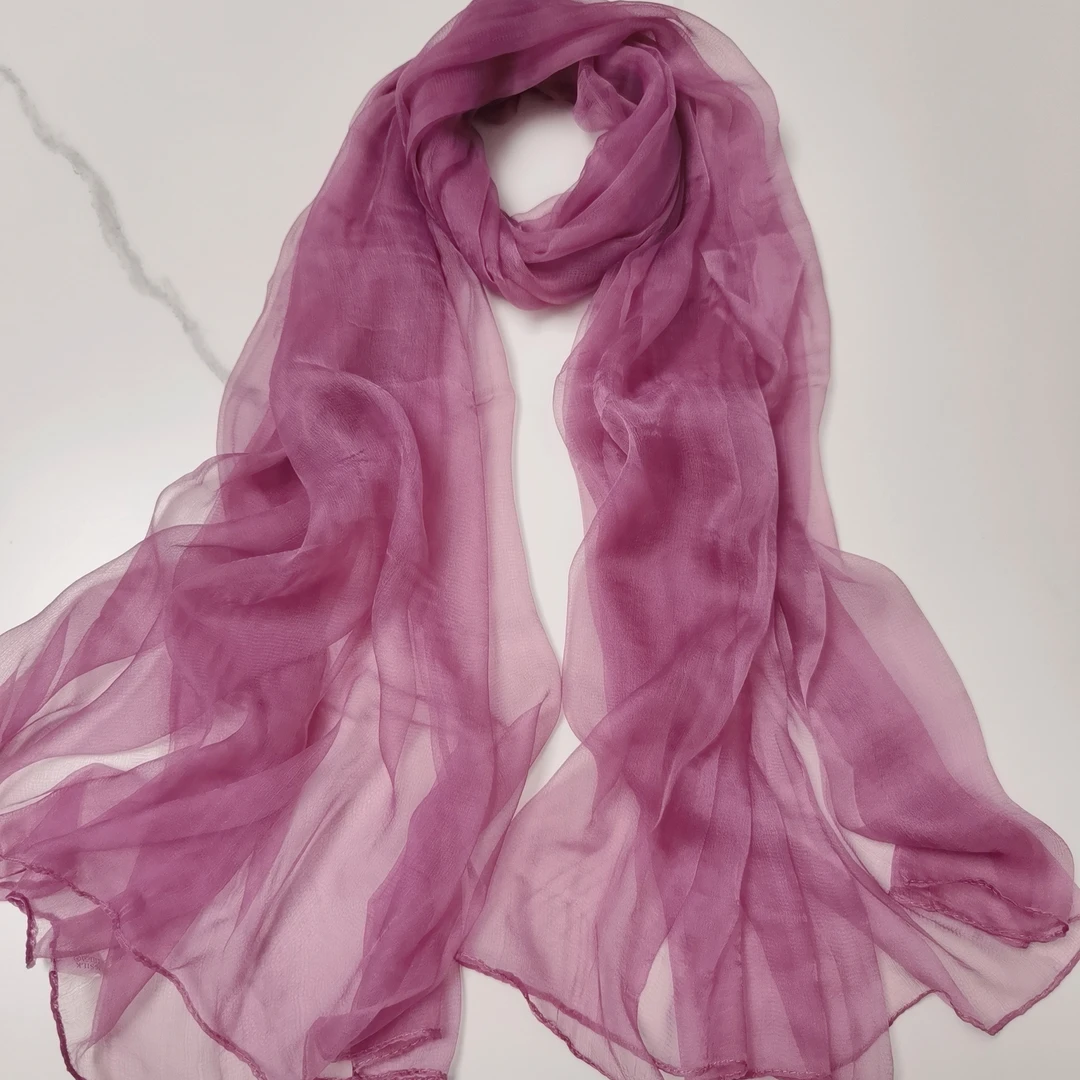 纯色【小香芋】杭州丝绸薄款丝巾桑蚕丝东风纱护颈纱巾防晒披肩围巾