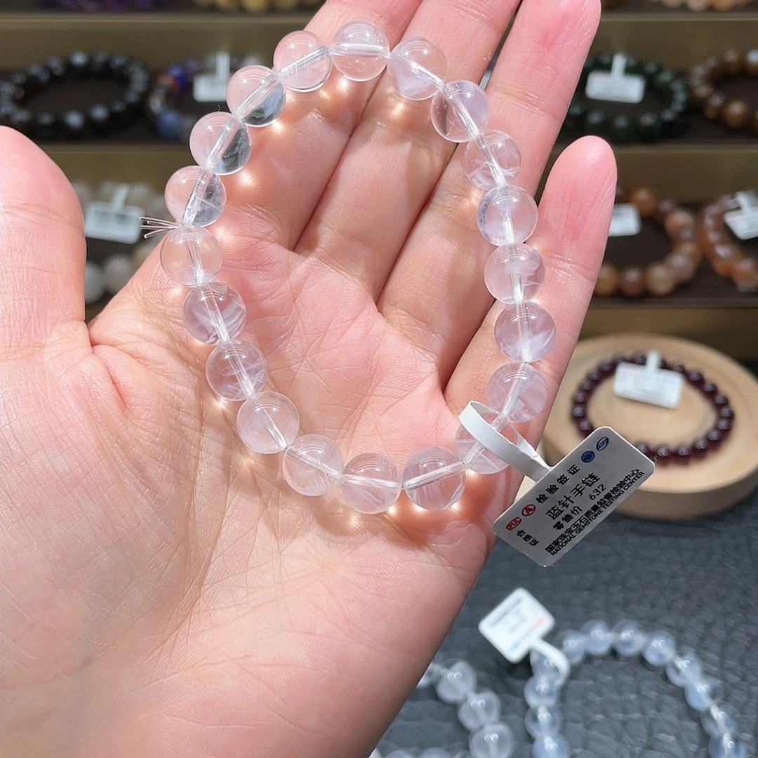 水晶手链未镶嵌蓝针手链，晶体通透