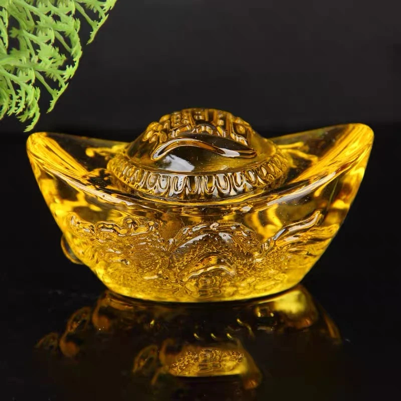 城丽【元宝】琉璃工艺金元宝桌面创意财财实心摆件/个