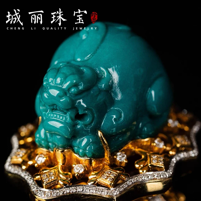 【城丽珠宝】绿松戒貔貅戒指/个