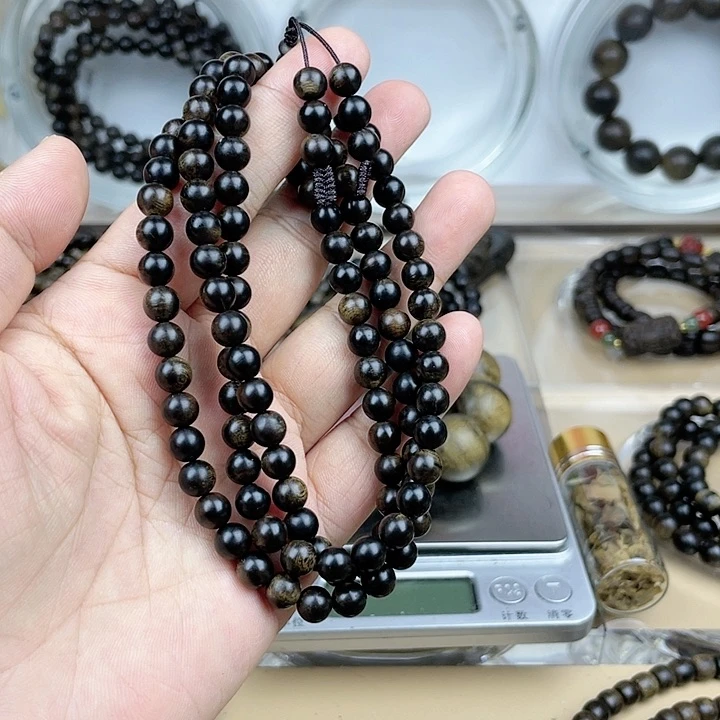 沉香手串宁****艺越南芽庄白奇玉化留疤嘤子