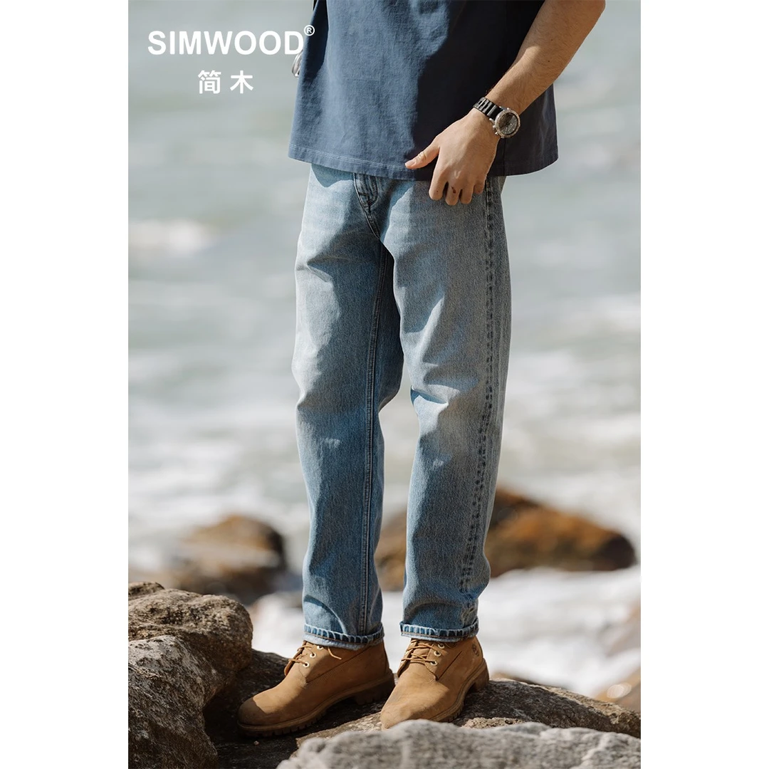 SIMWOOD/简木【LS07宽松直筒】13盎司水洗复古男士牛仔裤SM230078