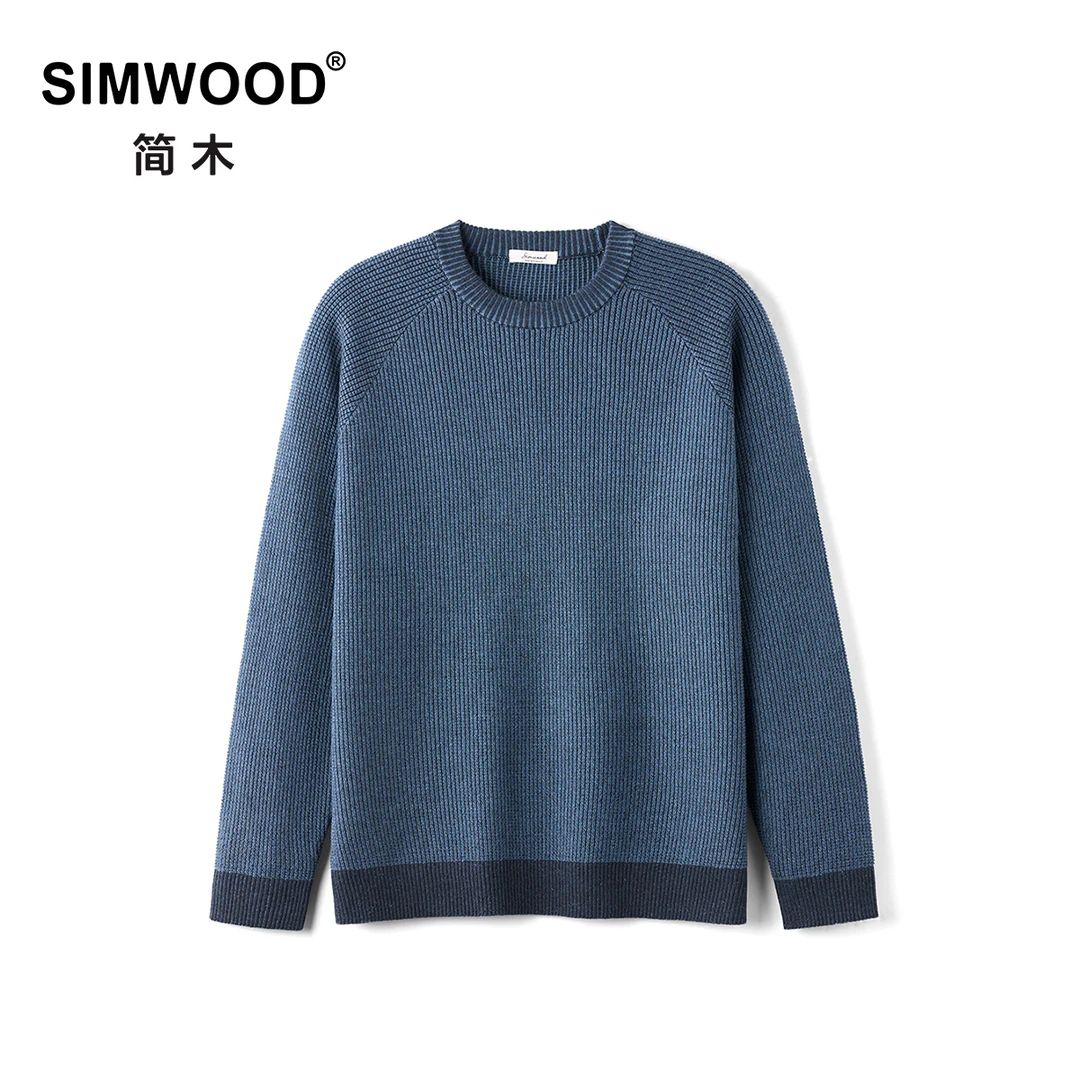 SIMWOOD/简木【宽松版型】12针混毛华夫格肌理感套头毛衣男SN120402