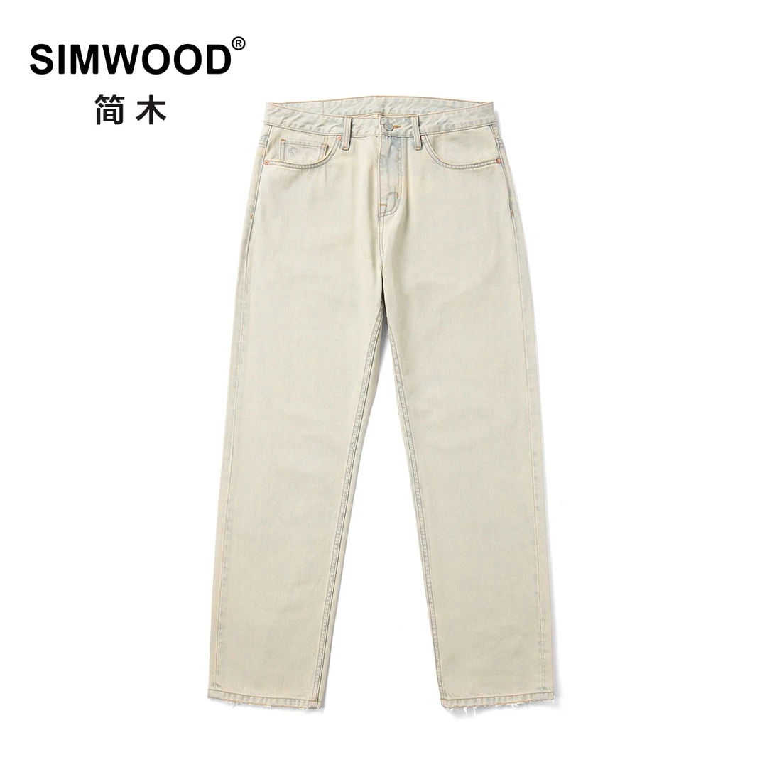 SIMWOOD/简木【LS07宽松直筒】 12盎司水洗复古牛仔裤SM230206