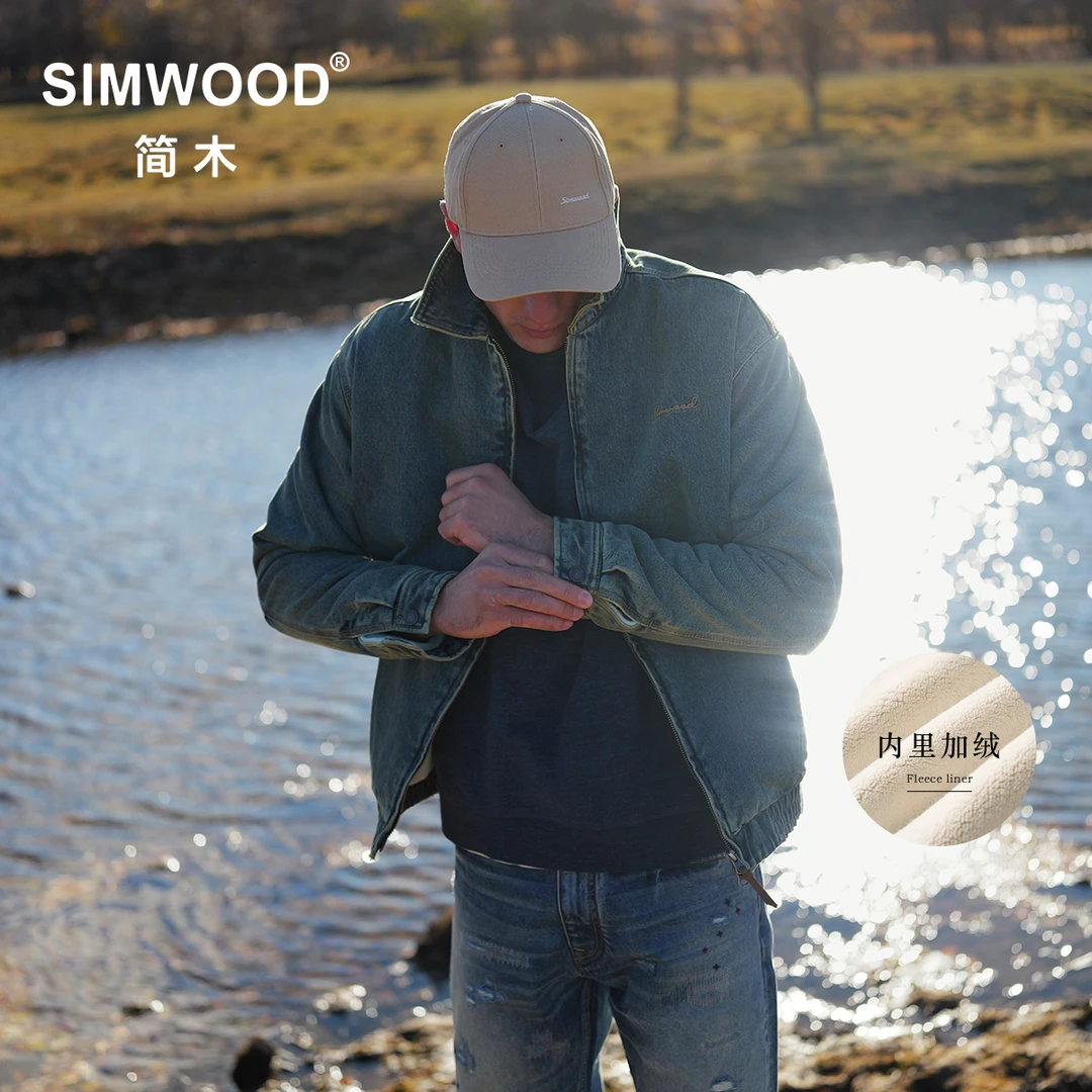 SIMWOOD/简木【宽松版】12OZ圣达菲摇粒绒水洗牛仔夹克棉服SN230552