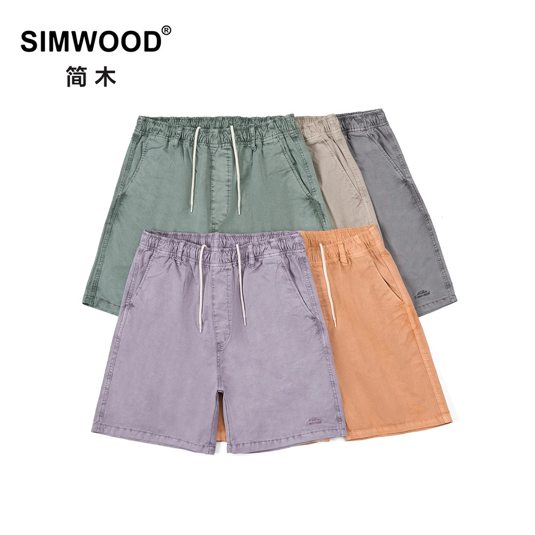SIMWOOD/简木【宽松版】180g成衣染色复古洗水男士短裤SM210332