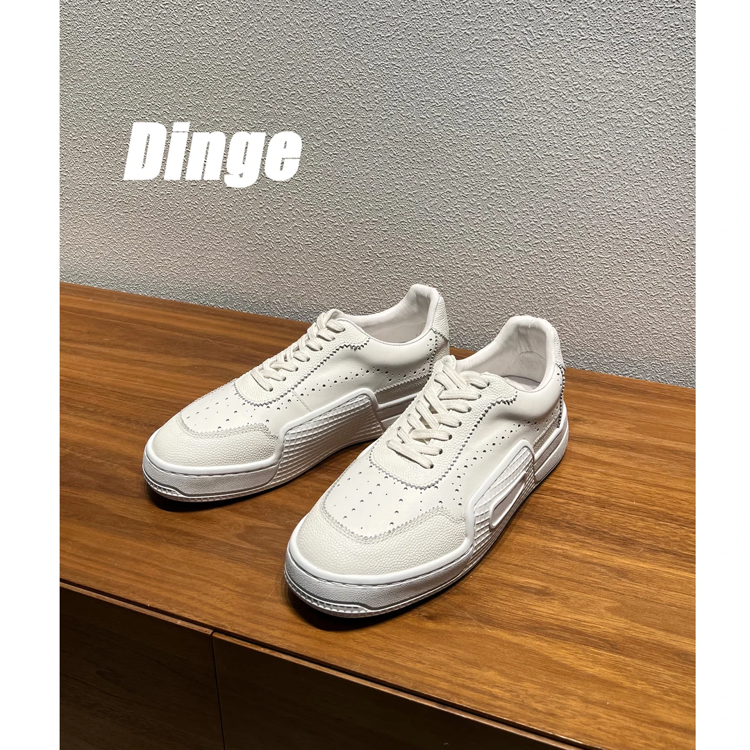 【DinGe】英伦风厚底小白鞋情侣款2024小众设计低帮板鞋百搭休闲鞋