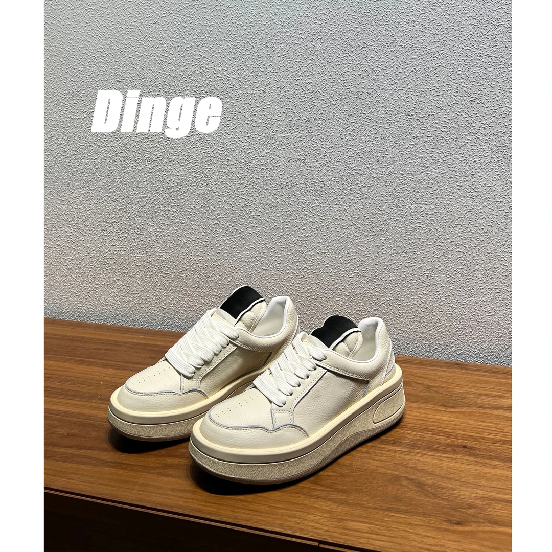 【DinGe】韩版厚底板鞋男女春秋季百搭小众设计低帮系带休闲鞋ins