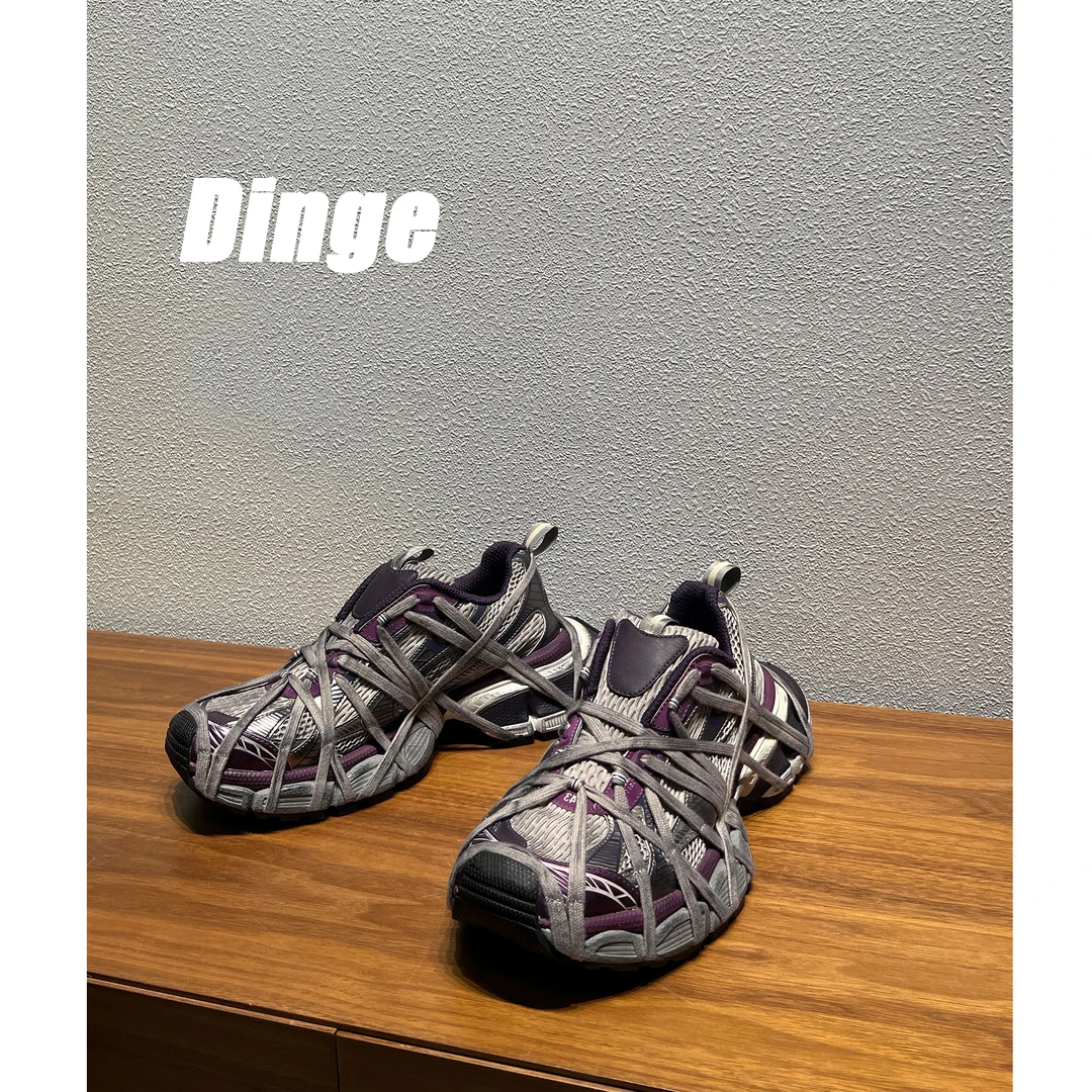 【DinGe】高品质绑带3xxxl老爹鞋男女2024春季厚底百搭情侣款休闲鞋