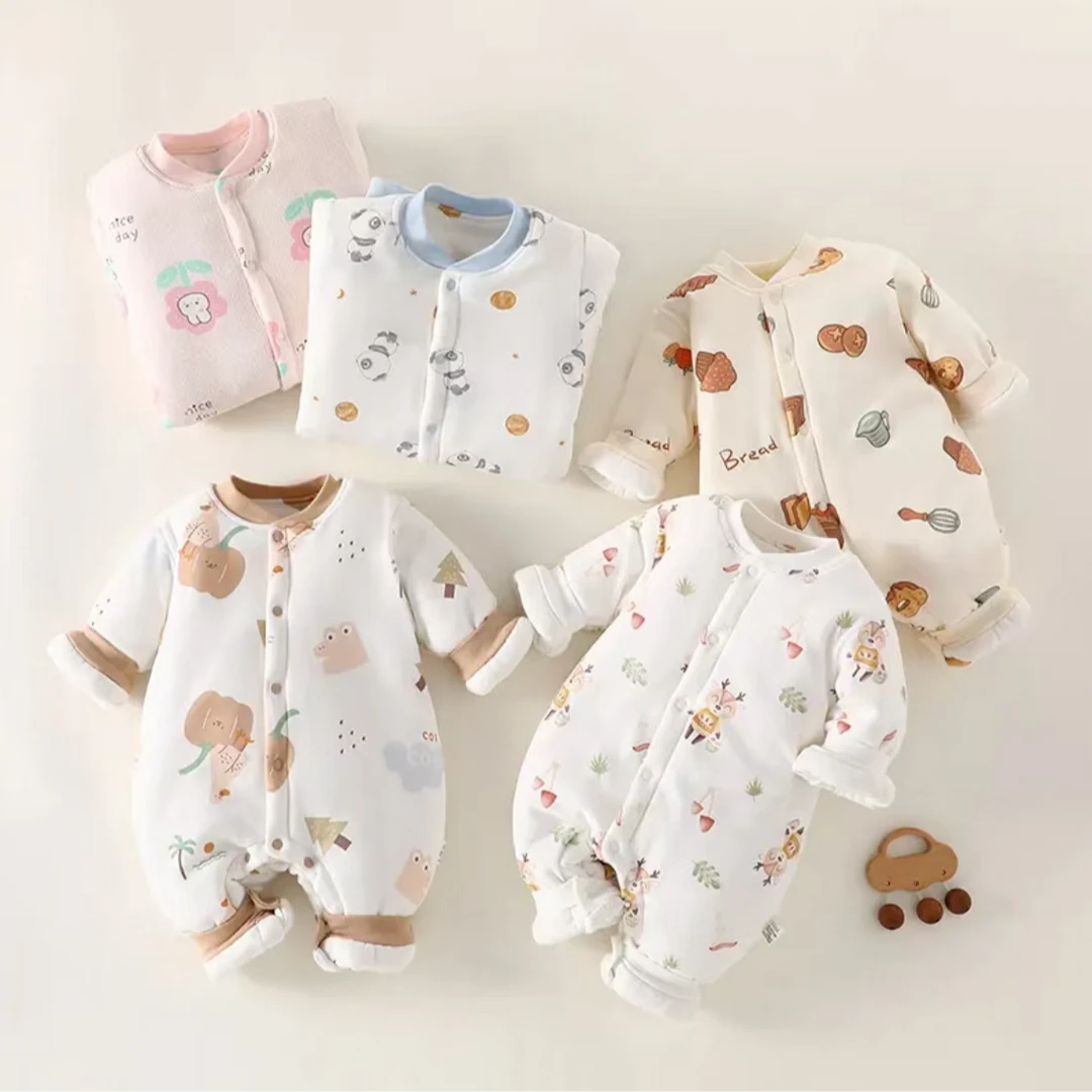 【200克】加厚可机洗含棉花冬款婴幼儿连体哈衣新生儿婴儿卡通