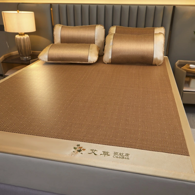【高品质】艾草凉席冰藤席家用折叠式夏天冰丝凉席学生宿舍藤席加厚