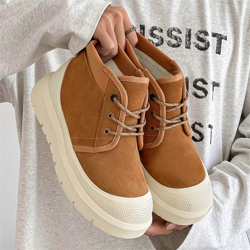 防踢贝壳头雪地靴2024年王一博同款冬季男士加绒加厚保暖情侣棉靴