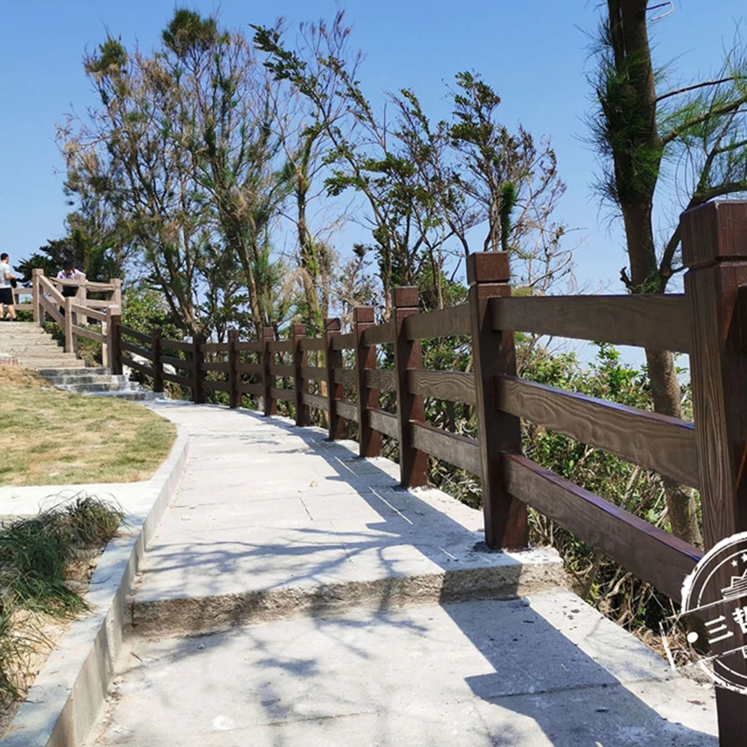 护栏厂家双重景区仿木纹水泥仿木护栏景区安全隔离栏