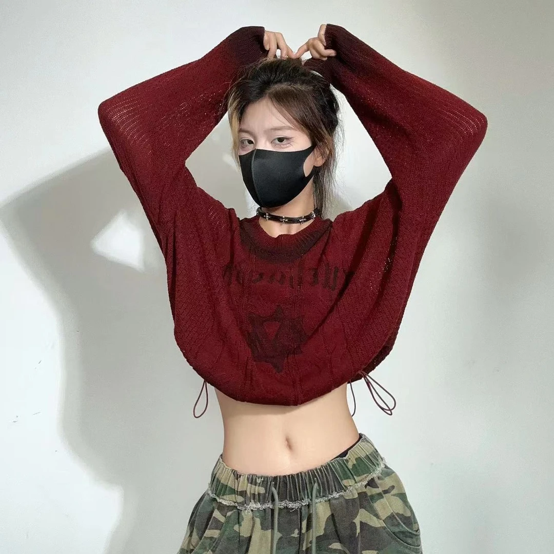 （一）十三姨新款渐变色麻花套头针织衫秋季慵懒休闲抽绳长袖毛衣