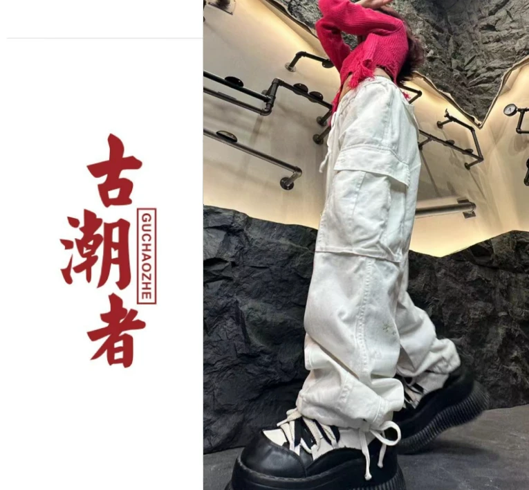 K3新款日系夏款口袋阔腿工装裤休闲裤束脚裤男女工装裤子百搭潮流
