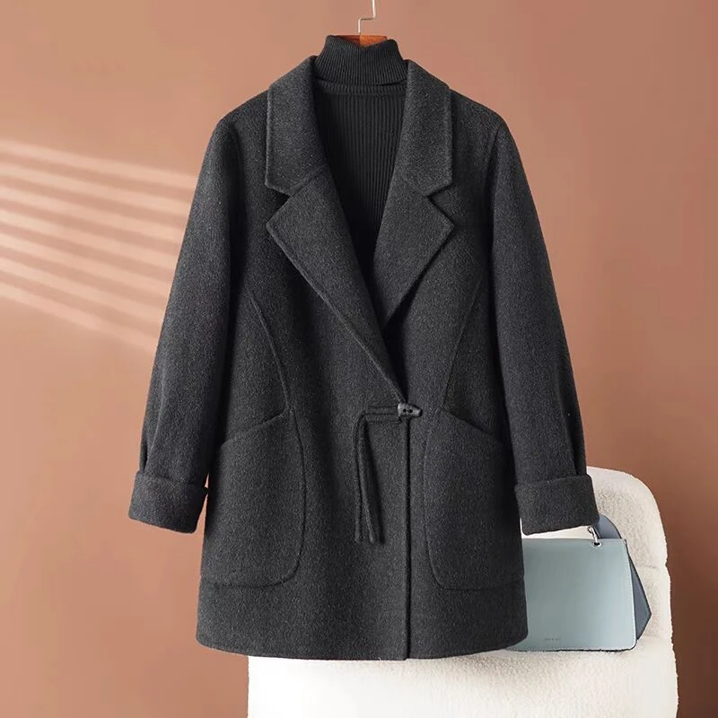 气质显瘦双面呢大衣女减龄时尚中长款小个子羊毛外套2024秋冬新款