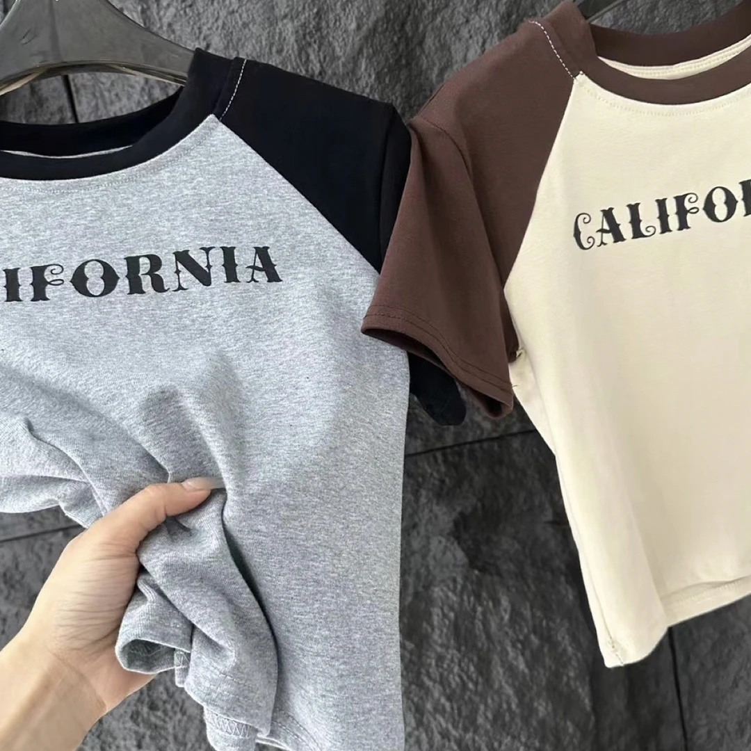 拼色弹力短板T恤