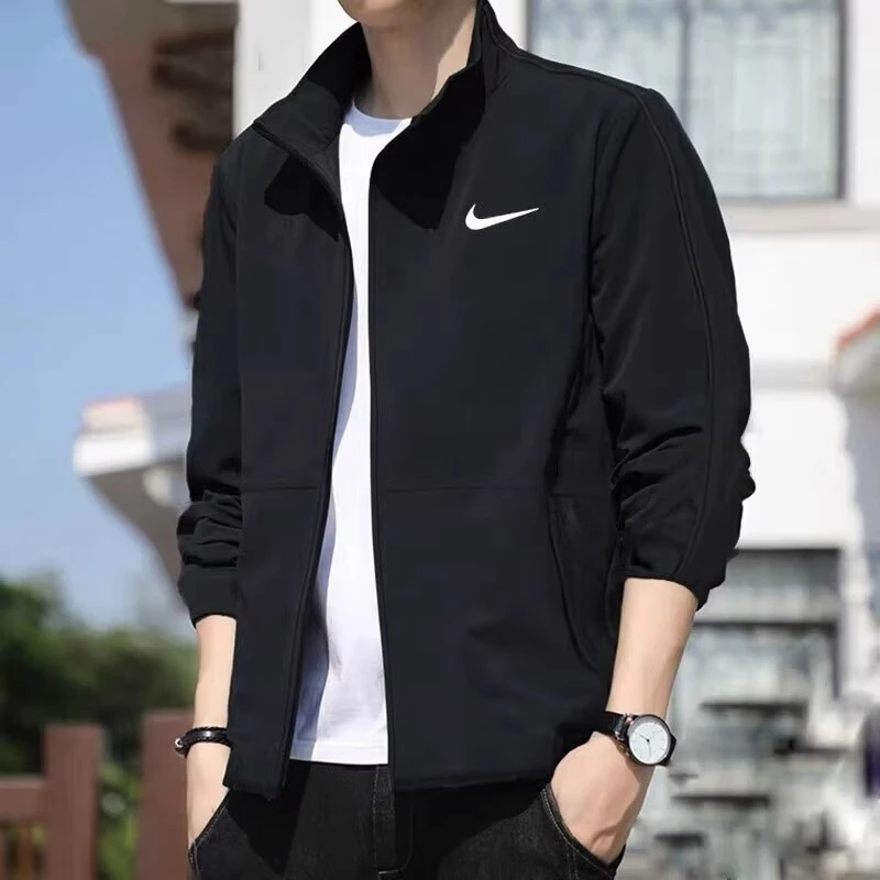 耐克外套Nike男春秋季新款黑色开衫立领运服动长袖梭织夹克DM6620