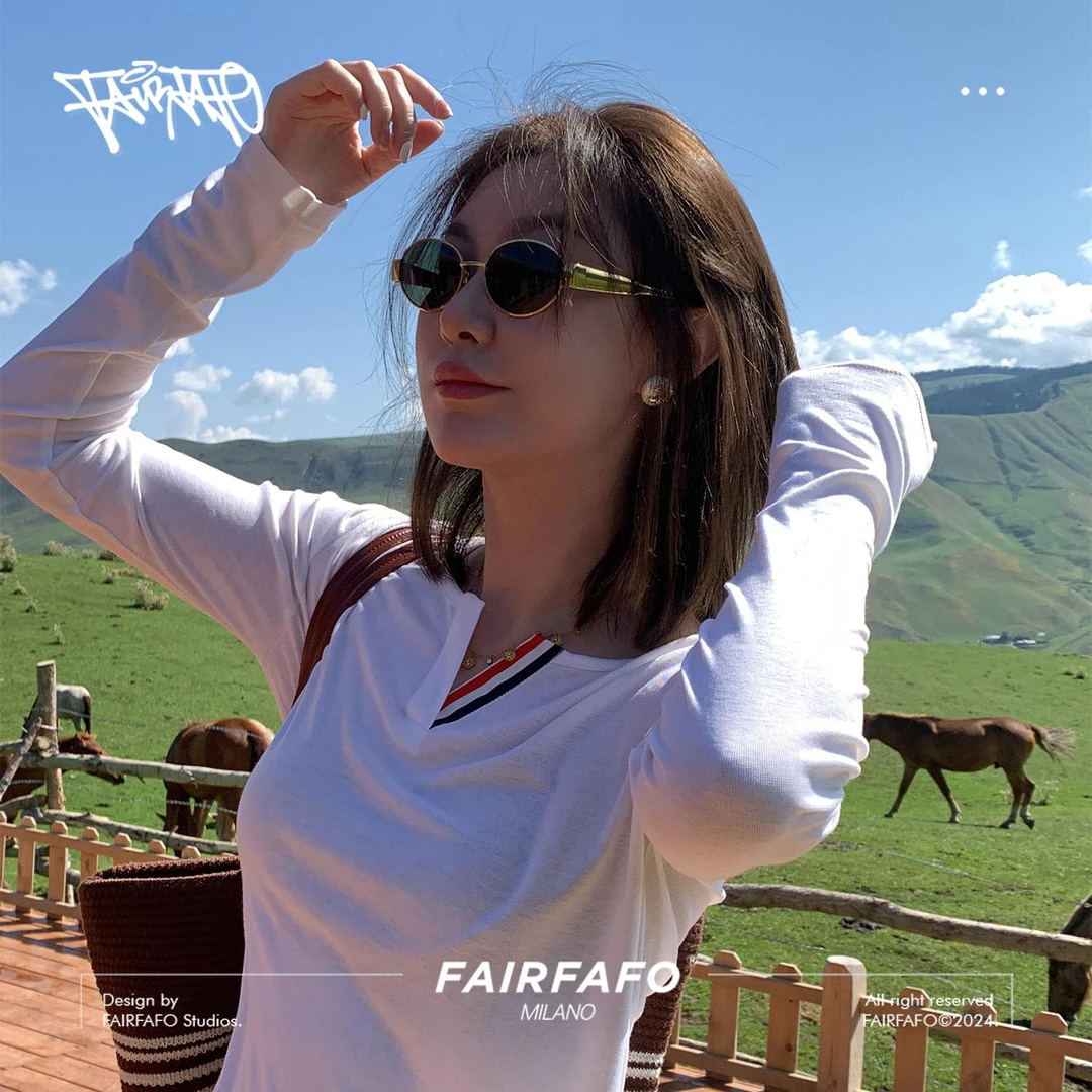 FAIRFAFO林肉肉【v领纯色长袖】CXAL47032针织时尚修身长袖女上衣