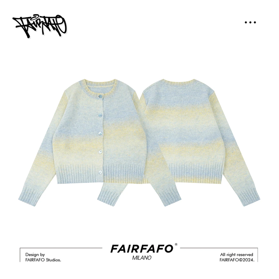 FAIRFAFO【法式渐变针织开衫】XG24MY776可爱学院秋冬设计时尚开衫