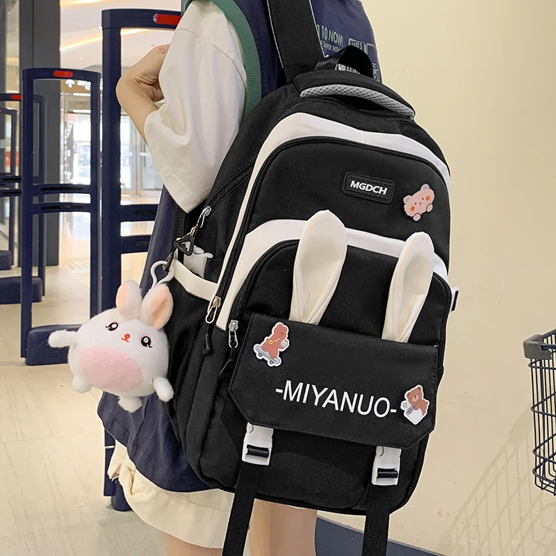 书包女简约韩版高中初中生可爱少女心背包小学生大容量百搭双肩包