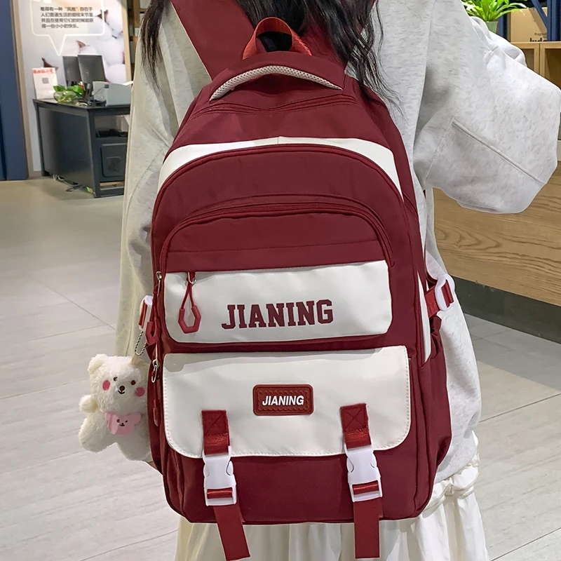 书包女ins风韩版高中大学生大容量电脑背包初中生休闲校园双肩包