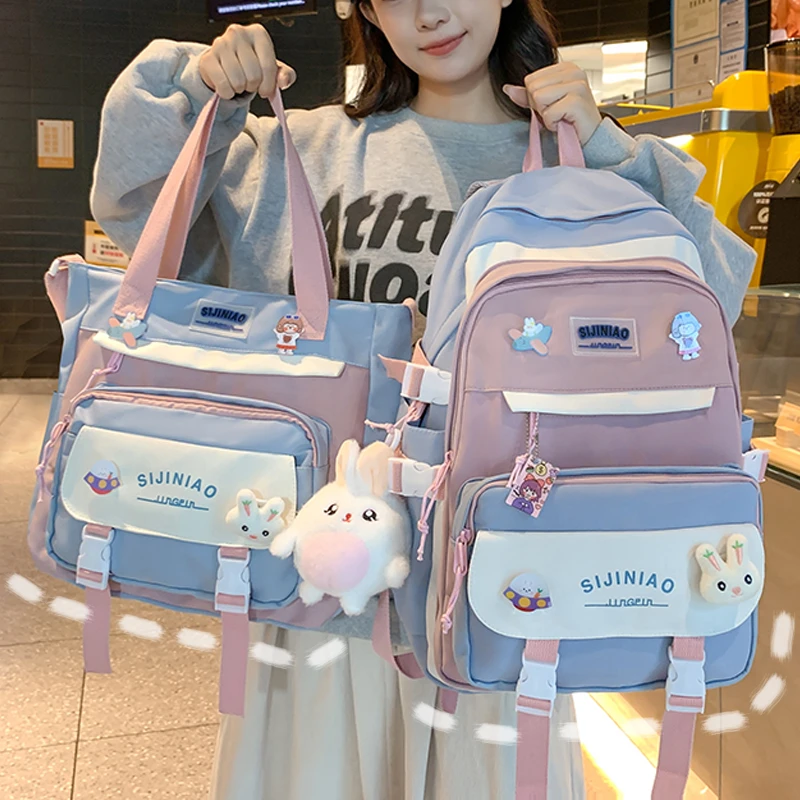 小清新书包女初中生大容量背包小学生三到五六年级减负轻便双肩包