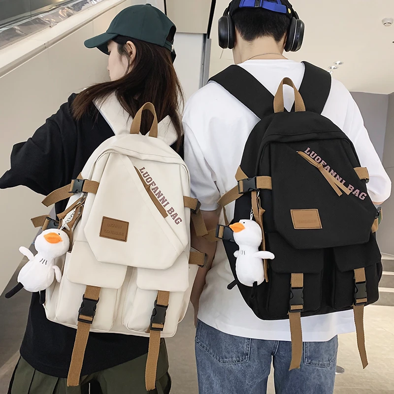 潮牌书包男女大容量旅行双肩包初中生高中大学生简约百搭电脑背包