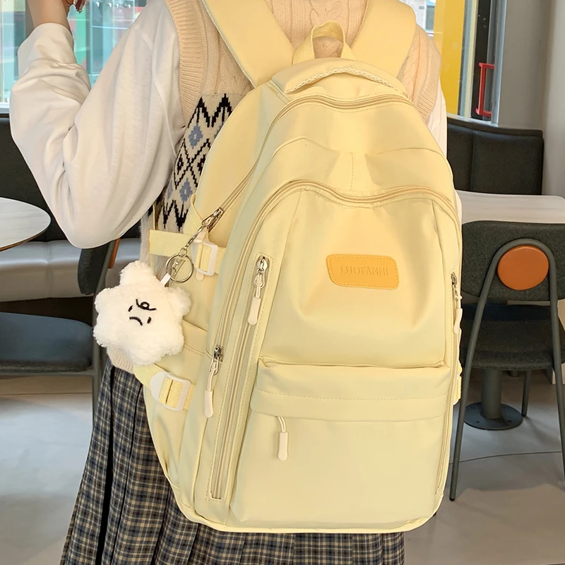 书包女可爱百搭韩版高中生初中生简约休闲背包大学生大容量双肩包