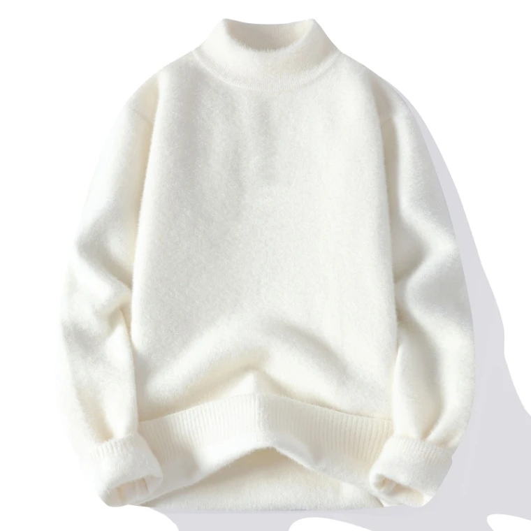 半高领冬季男生青少年学生毛衣修身加厚纯色小清新内搭打底衫保暖